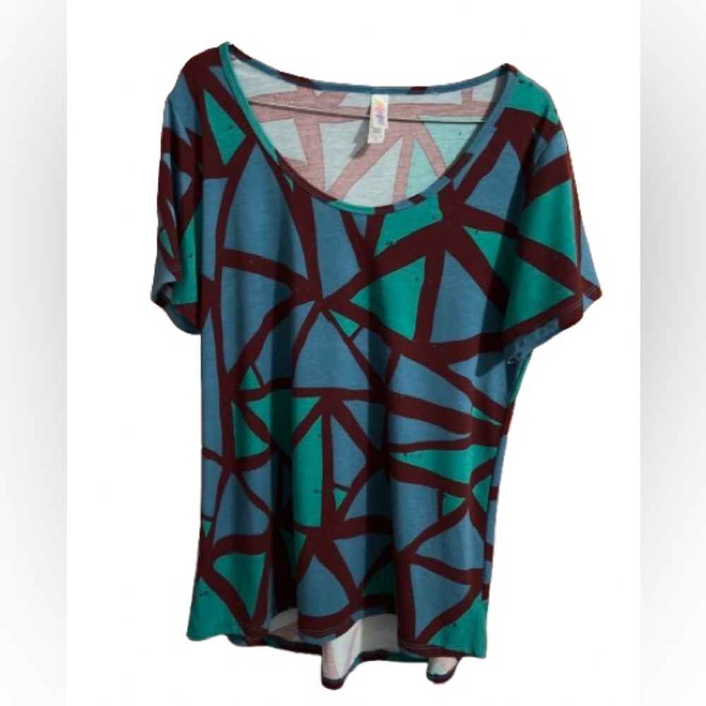 #637 LuLaRoe Classic T medium teal burgundy blue